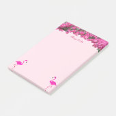 Flamingos und tropische Blume auf Rose Gold Post-it Klebezettel (angewinkelt)