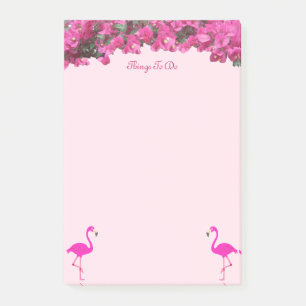 Flamingos und tropische Blumen auf Roségold Post-it Klebezettel