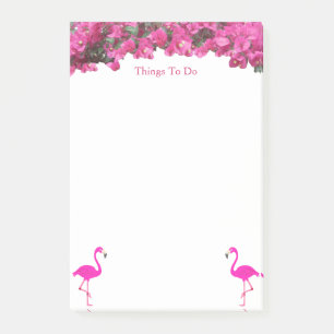 Flamingos und tropische magenta-rosa Blumen auf We Post-it Klebezettel