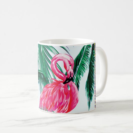 Flamingos unter Palmen im Dschungel Afrikas Kaffeetasse (VorderseiteRechts)