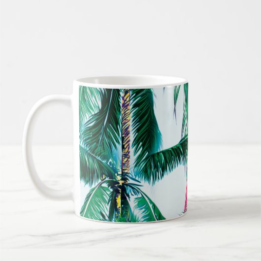 Flamingos unter Palmen im Dschungel Afrikas Kaffeetasse (Links)