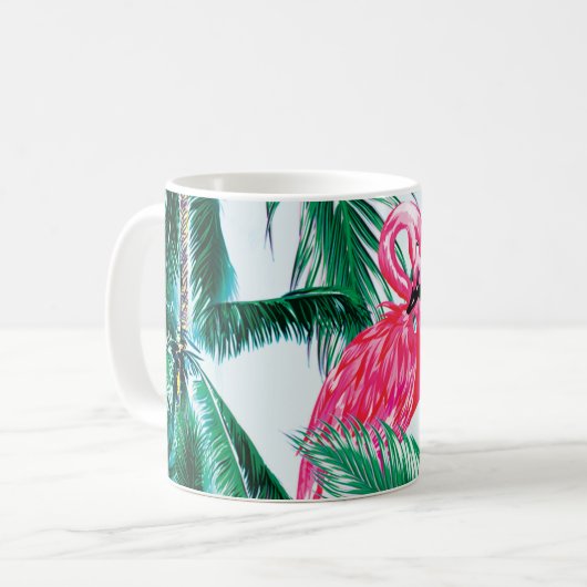 Flamingos unter Palmen im Dschungel Afrikas Kaffeetasse (Vorderseite Links)