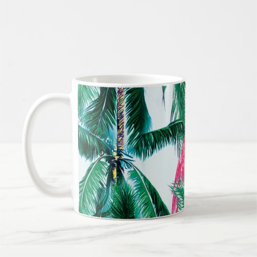 Flamingos unter Palmen im Dschungel Afrikas Kaffeetasse (Links)