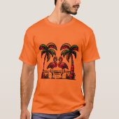 Flamingos unter Palmen T-Shirt (Vorderseite)