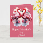 Flamingos Valentinstag Karte (Gelbe Blume)