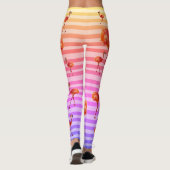 Flamingos-Vögel Leggings, Streifen Hintergrund Leggings (Rückseite)