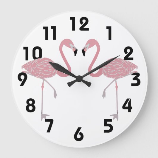 Flamingos Wall Clock Große Wanduhr (Vorderseite)