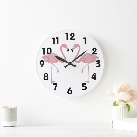 Flamingos Wall Clock Große Wanduhr (Zuhause)