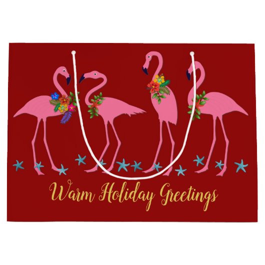 Flamingos Warm Weihnachtsweihnachtsgeschenk Große Geschenktüte (Vorderseite)