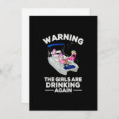 Flamingos warnend die Mädchen trinken wieder Spaß Einladung (Vorne/Hinten)