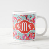 Flamingos (Wasserfarbe)| Monogramm Jumbo-Tasse (Rechts)