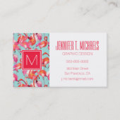 Flamingos (Wasserfarbe)| Monogramm Visitenkarte (Vorderseite)
