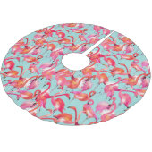 Flamingos (Wasserfarbe) Polyester Weihnachtsbaumdecke (Schrägansicht)