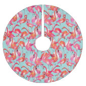 Flamingos (Wasserfarbe) Polyester Weihnachtsbaumdecke (Vorderseite)
