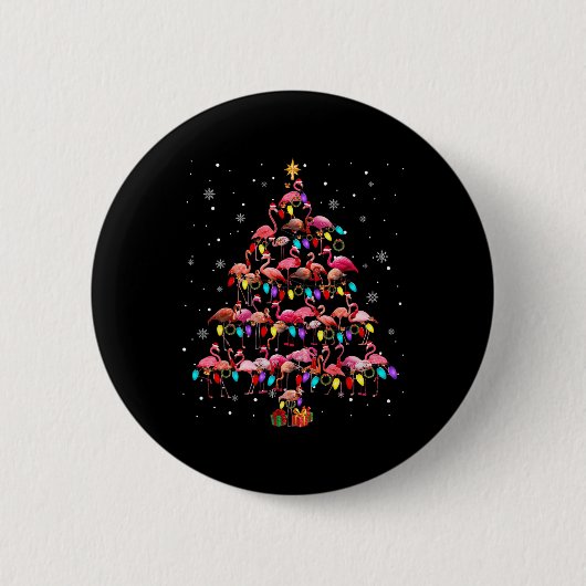 Flamingos Weihnachtsbaum X-mas Lichter Santa Elf F Button (Vorderseite)