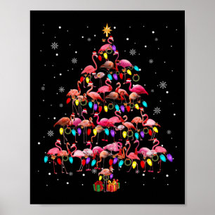 Flamingos Weihnachtsbaum X-mas Lichter Santa Elf F Poster