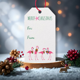 Flamingos Weihnachtsfeier Krawatte auf Geschenkanhänger