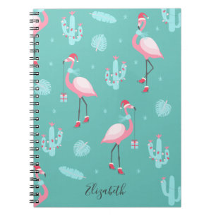 Flamingos Weihnachtsmann Hut präsentiert Schneeflo Notizblock