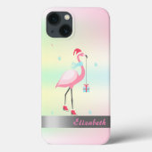 Flamingos Weihnachtsmannmütze Holographic Iridesce Case-Mate iPhone Hülle (Rückseite)