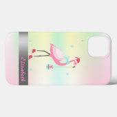 Flamingos Weihnachtsmannmütze Holographic Iridesce Case-Mate iPhone Hülle (Rückseite (Horizontal))