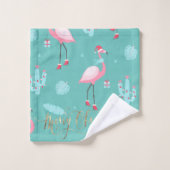 Flamingos Weihnachtsmannmütze präsentiert Schneefl Badhandtuch Set (Waschlappen)
