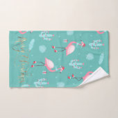 Flamingos Weihnachtsmannmütze präsentiert Schneefl Badhandtuch Set (Handtuch)