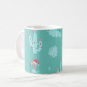 Flamingos Weihnachtsmannmütze präsentiert Schneefl Kaffeetasse (Vorderseite Links)