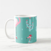 Flamingos Weihnachtsmannmütze präsentiert Schneefl Kaffeetasse (Links)