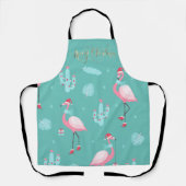 Flamingos Weihnachtsmannmütze präsentiert Schneefl Schürze (Vorderseite)