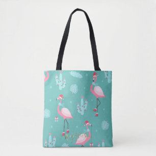 Flamingos Weihnachtsmannmütze präsentiert Schneefl Tasche