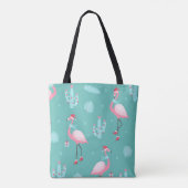 Flamingos Weihnachtsmannmütze präsentiert Schneefl Tasche (Rückseite)