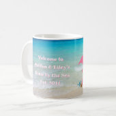 Flamingos Zuhause am Meer Custom Coffee Tasse (Vorderseite Links)