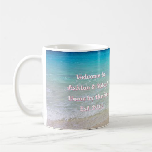 Flamingos Zuhause am Meer Custom Coffee Tasse (Links)