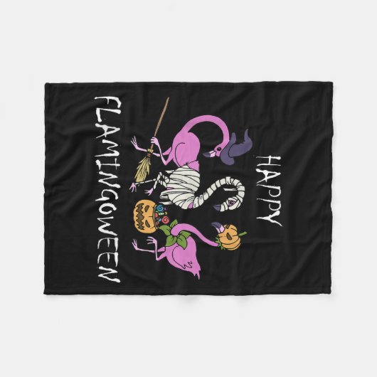 Flamingoween Funny Flamingo Halloween Fleecedecke (Vorderseite (Horizontal))