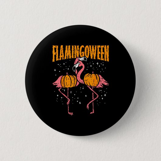 Flamingoween Pumpkin Flamingos Funny Bird Hallowee Button (Vorderseite)