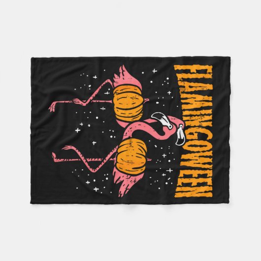 Flamingoween Pumpkin Flamingos Funny Bird Hallowee Fleecedecke (Vorderseite (Horizontal))