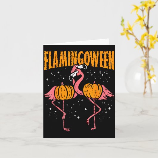 Flamingoween Pumpkin Flamingos Funny Bird Hallowee Karte (Gelbe Blume)