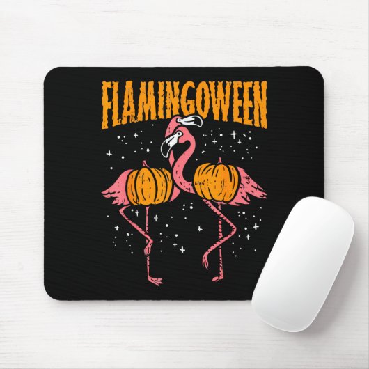 Flamingoween Pumpkin Flamingos Funny Bird Hallowee Mousepad (Mit Mouse)