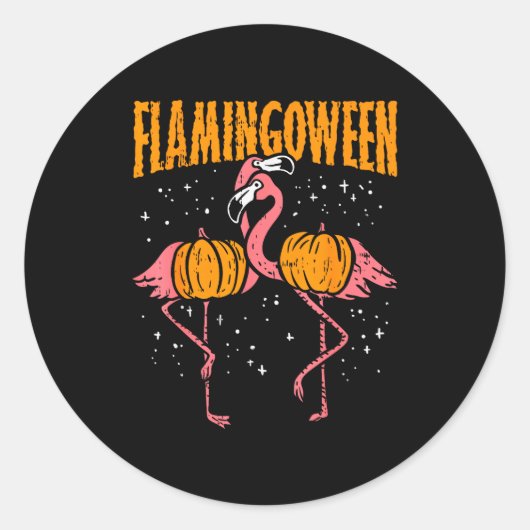 Flamingoween Pumpkin Flamingos Funny Bird Hallowee Runder Aufkleber (Vorderseite)
