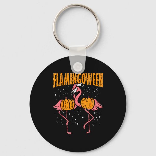 Flamingoween Pumpkin Flamingos Funny Bird Hallowee Schlüsselanhänger (Vorderseite)