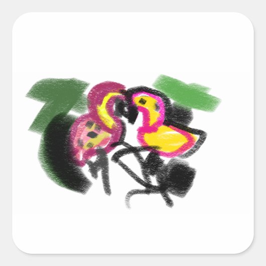 Flaming's love  quadratischer aufkleber (Vorderseite)