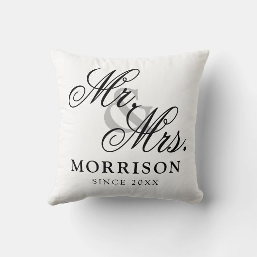 Flämisch Minimalistische Elegant Script Mr. and Mr Kissen (Rückseite)