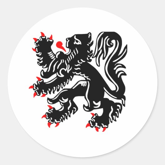 Flämischer Löwe. Runder Aufkleber (Vorderseite)