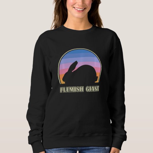 Flämisches Riesenkaninchen Vintage Sonnenuntergang Sweatshirt (Vorderseite)