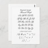 Flämisches Skript - Zazzle-Schriftart-Beispielblat Postkarte (Vorne/Hinten)