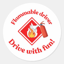 Flammable Driver Trucker Art - Digital Download Runder Aufkleber