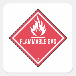 Flammable gas warning quadratischer aufkleber