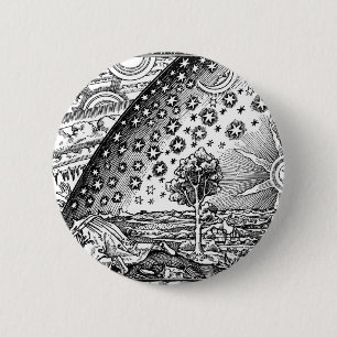 Flammarion Engraving Black and White Button