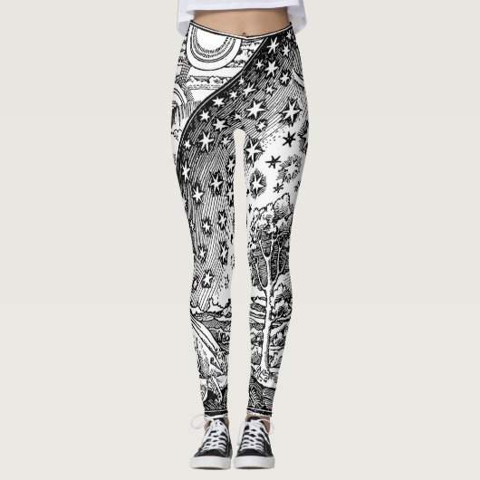 Flammarion Gravur Schwarz-Weiß-Leggings Leggings (Vorderseite)