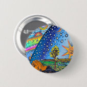 Flammarion Holzschnitt-flache Erdentwurfs-Quadrat Button (Vorne & Hinten)